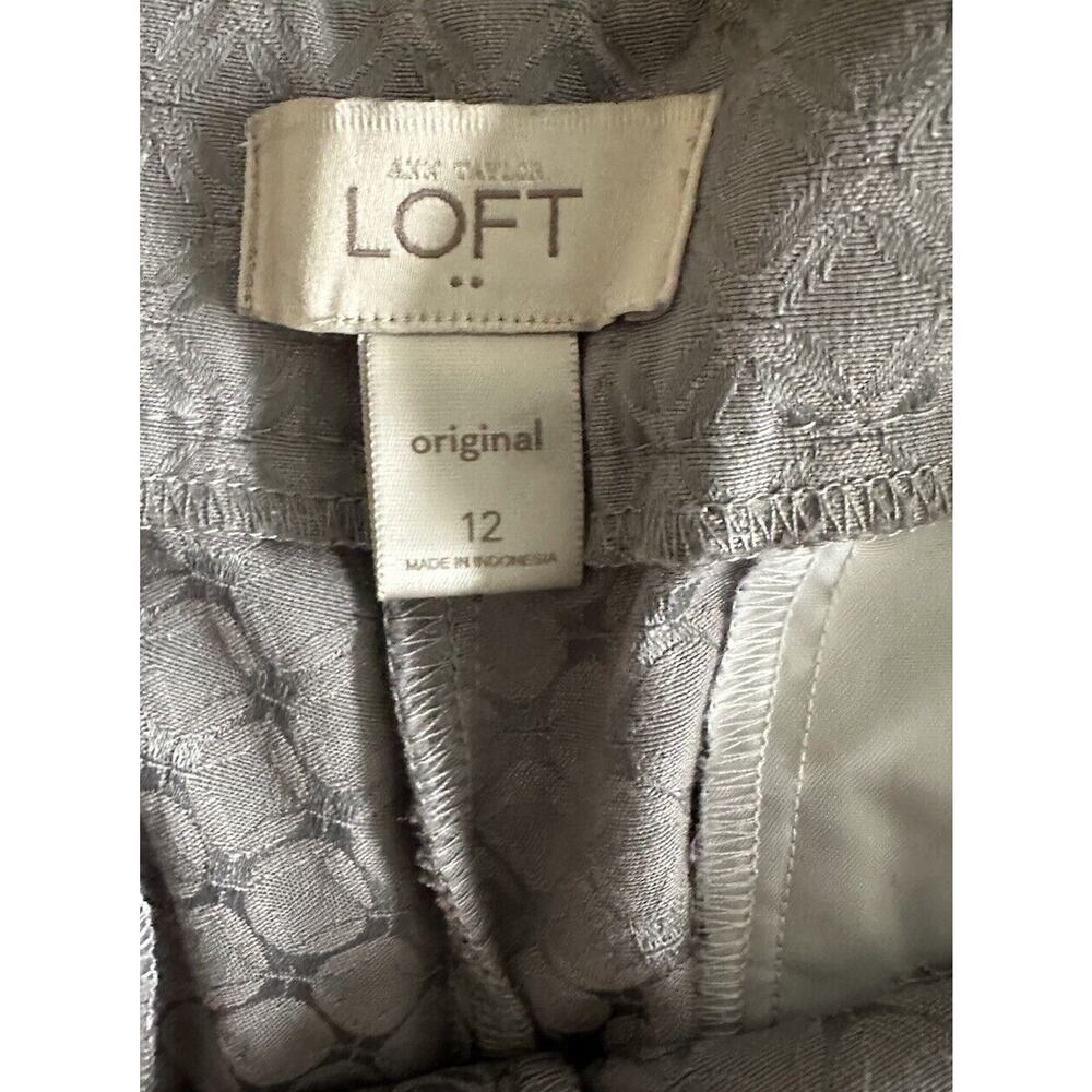 Ann Taylor Loft Gray Texture Crop Pant Diamond Pattern 12 Regular Career Classic - Picture 5 of 6
